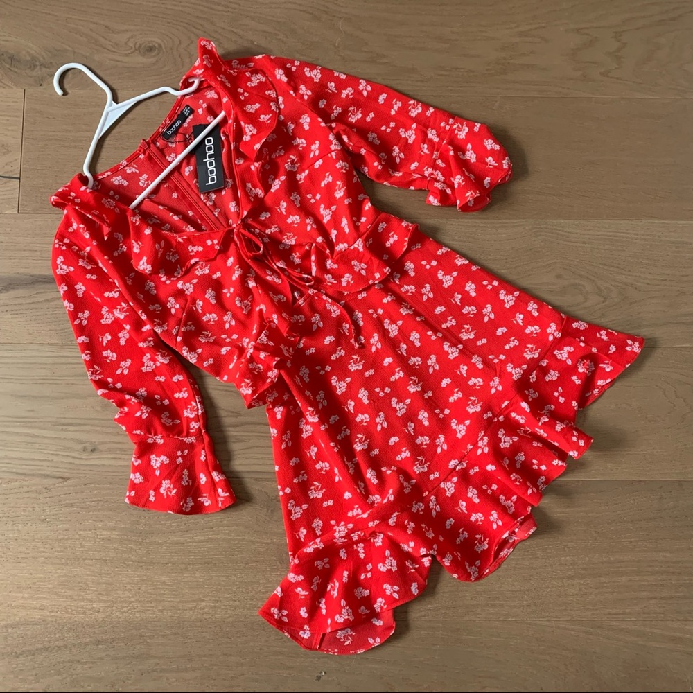 Cutout Tie Front Boohoo Dress